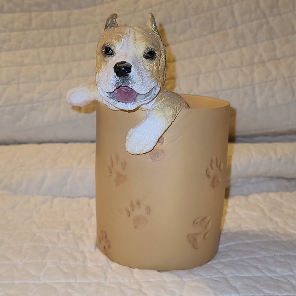 RARE Pit Bull pen/pencil holder HAND PAINTED 🎨 - Picture 1 of 5